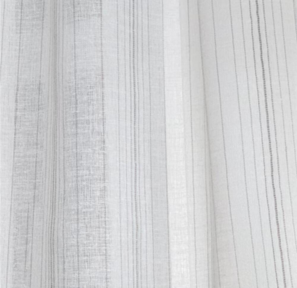 (2) Martha Stewart 84-in Grey Striped Sheer Rod pocket Single curtain panel